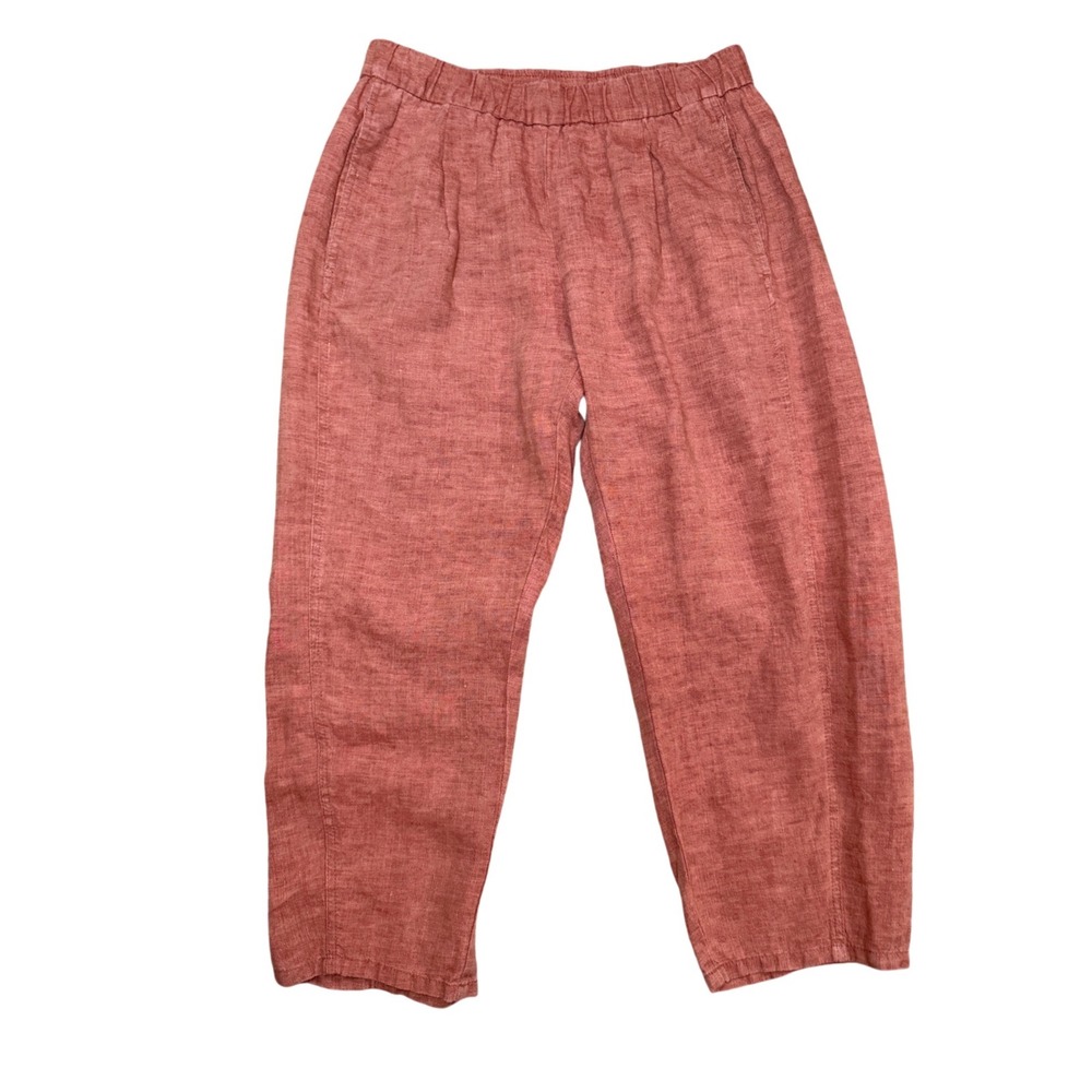 Eileen Fisher Puckered Organic Linen Stripe Lantern Pants Size SP Lagenlook - Picture 5 of 15